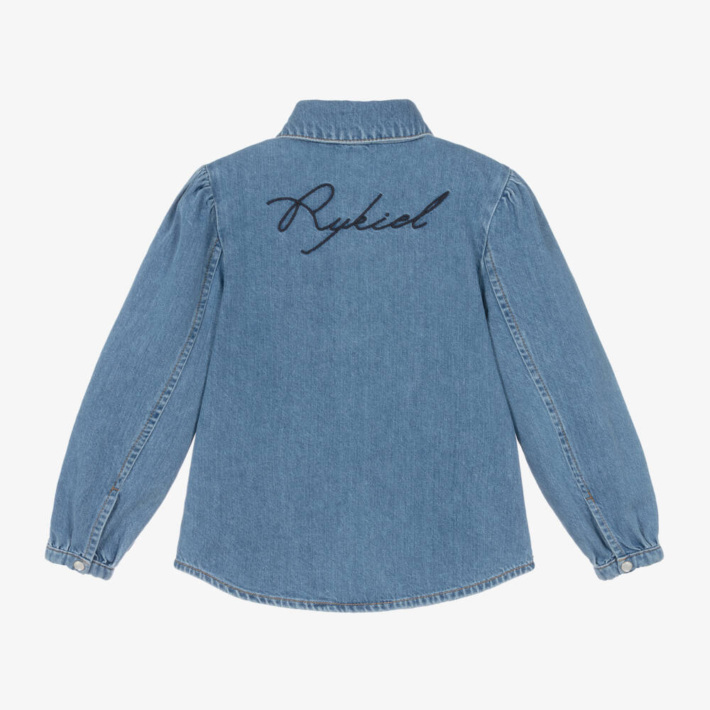 Sonia Rykiel Paris-Girls Denim Sparkle Logo Shirt | Childrensalon Outlet