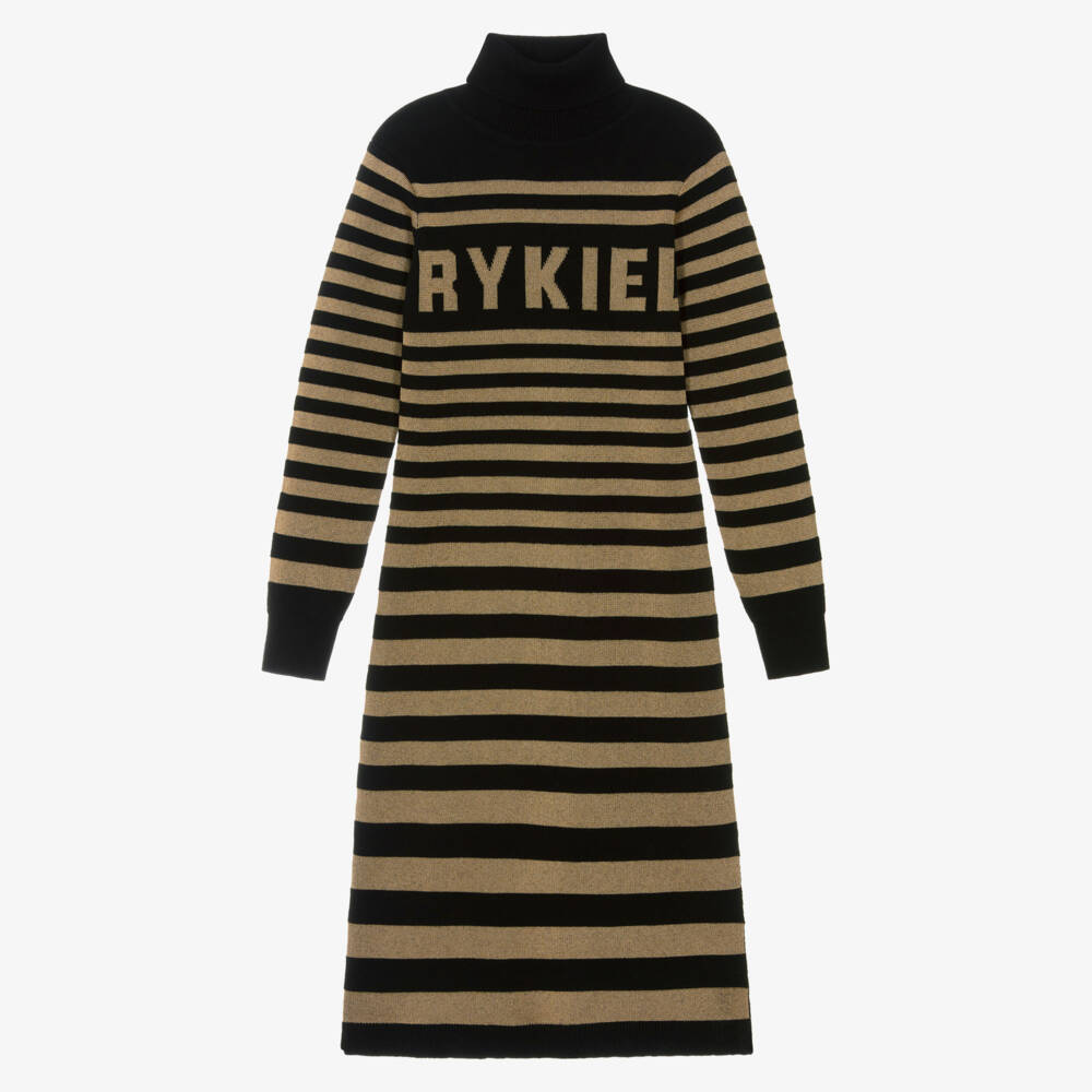 Sonia Rykiel Paris-فستان فاخر للبنات باللونين الأسود والذهبي | Childrensalon Outlet