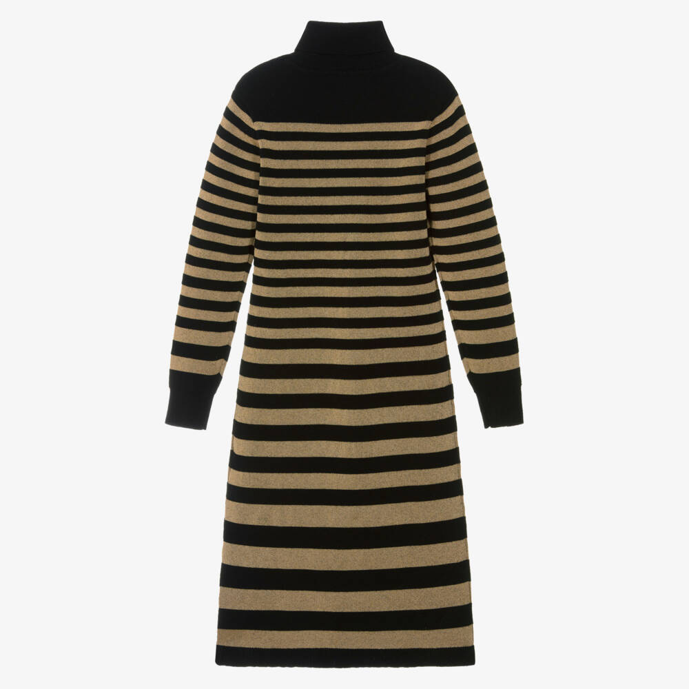 Sonia Rykiel Paris-فستان فاخر للبنات باللونين الأسود والذهبي | Childrensalon Outlet