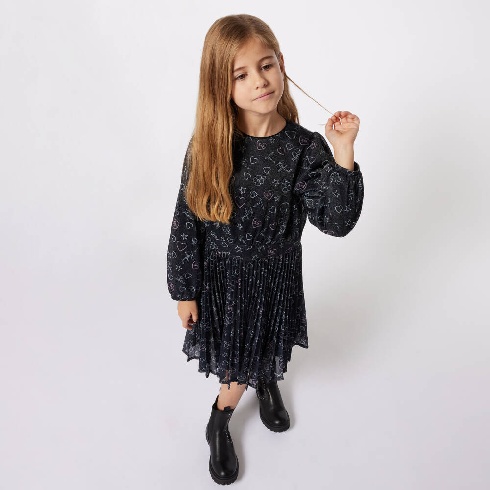 Sonia Rykiel Paris-Girls Glitter Heart Pattern Dress | Childrensalon Outlet