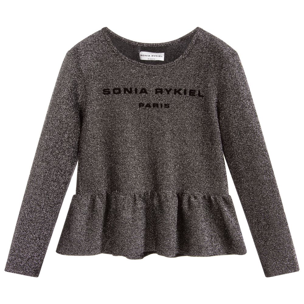 Sonia Rykiel Paris-توب لون فضّي برّاق للبنات | Childrensalon Outlet