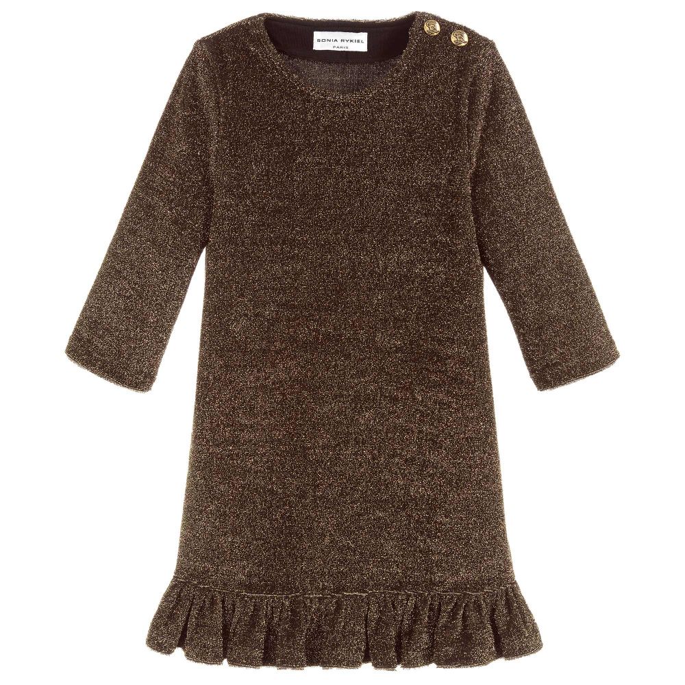 Sonia Rykiel Paris-Girls Gold Peplum Dress | Childrensalon Outlet