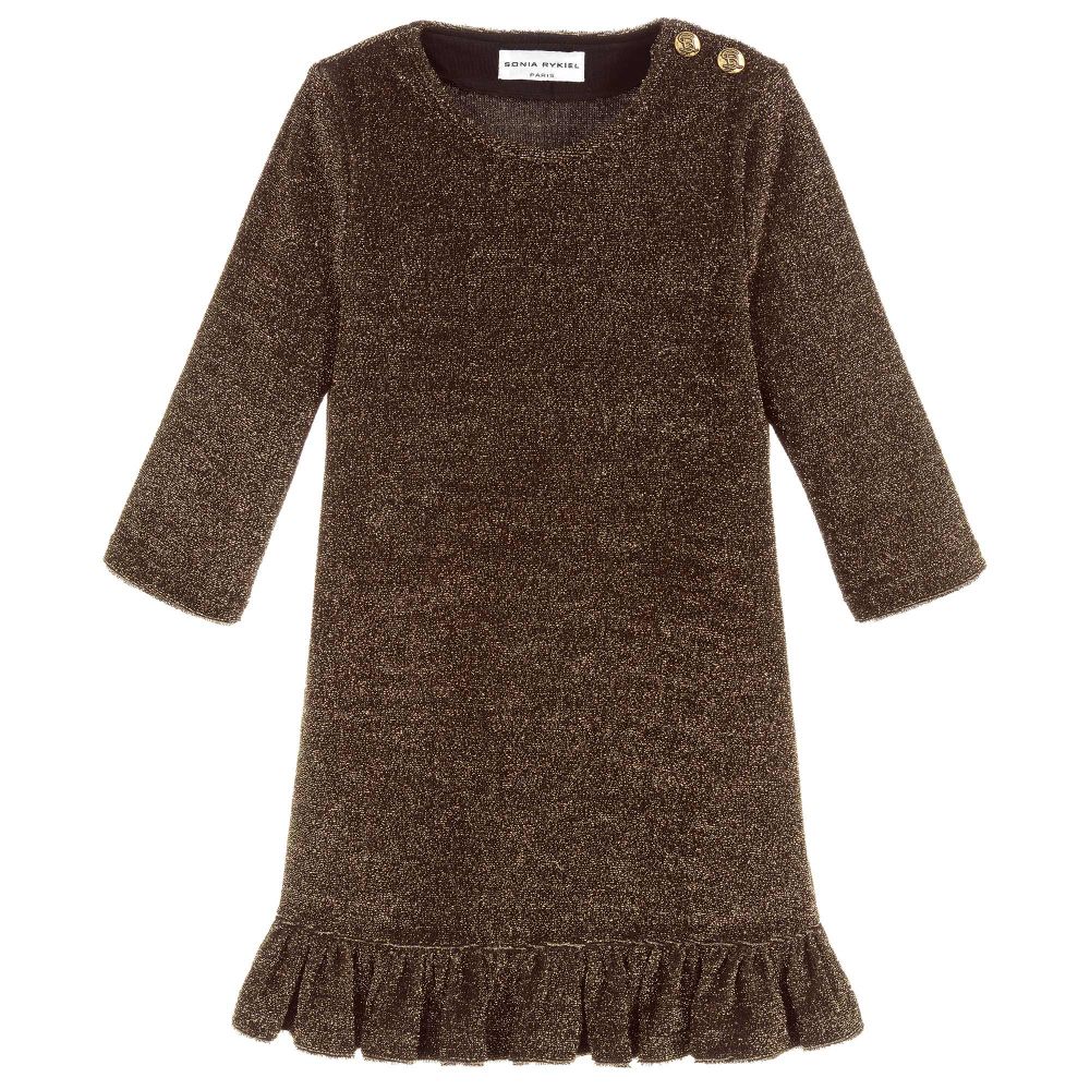 Sonia Rykiel Paris - Girls Gold Peplum Dress | Childrensalon