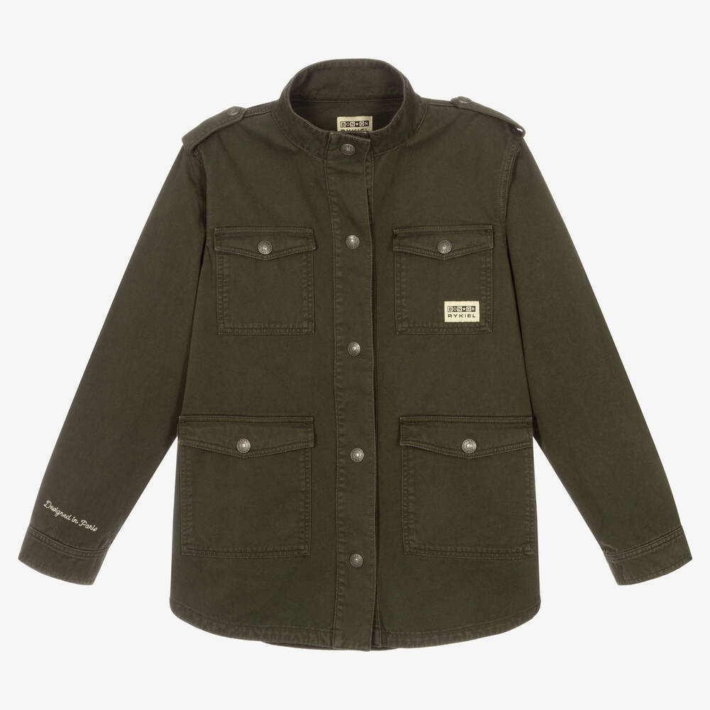 Sonia Rykiel Paris-جاكيت قطن تويل لون أخضر للبنات | Childrensalon Outlet