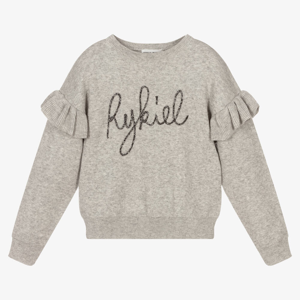 Sonia Rykiel Paris - Pull gris en coton fille | Childrensalon