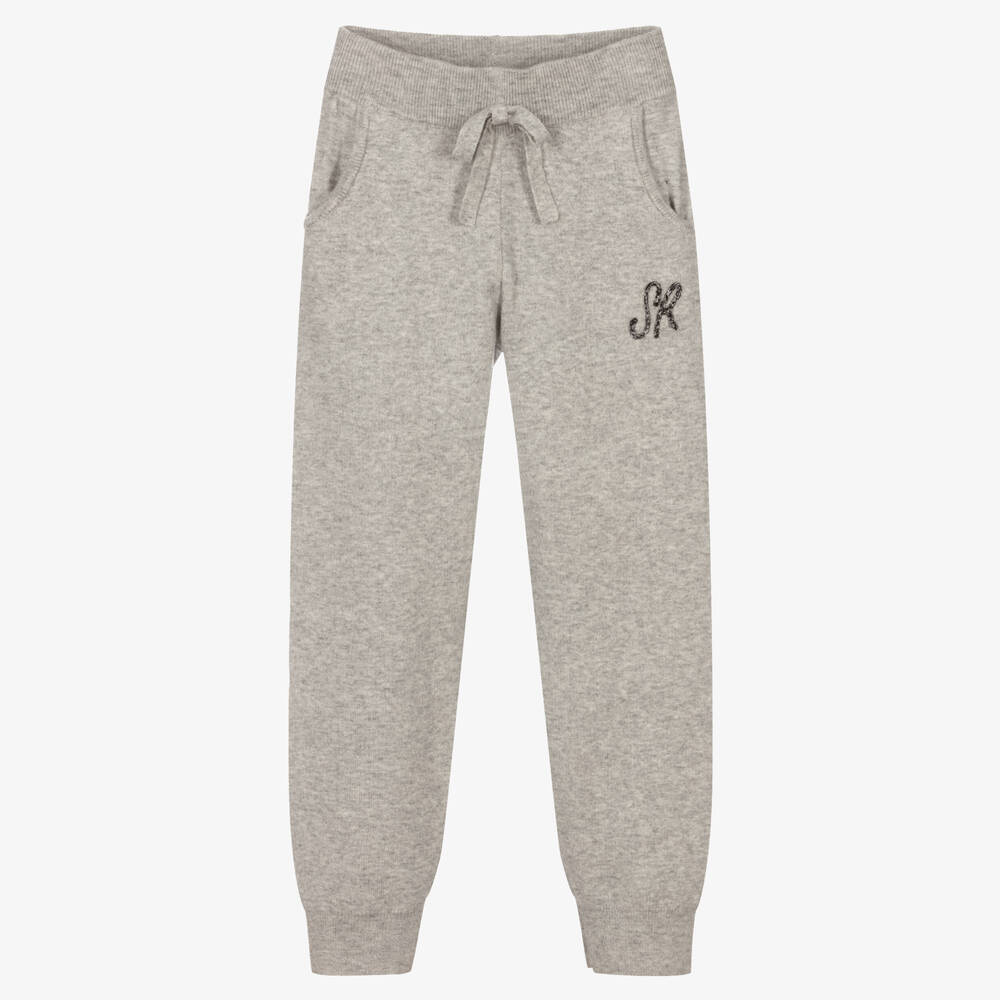 Sonia Rykiel Paris - Girls Grey Knit Logo Joggers | Childrensalon