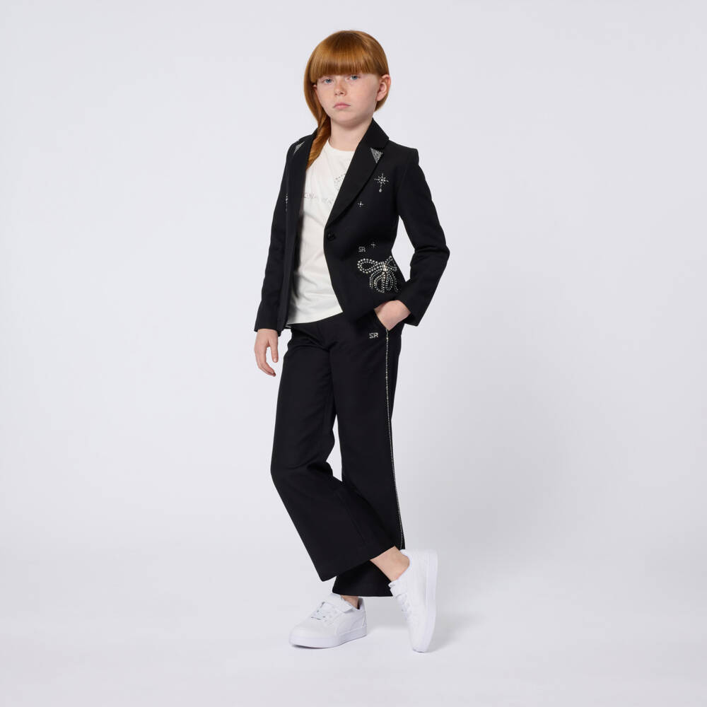 Sonia Rykiel Paris-تي شيرت بناتي عاجي قطن نقي مع فيونكة براقة | Childrensalon Outlet