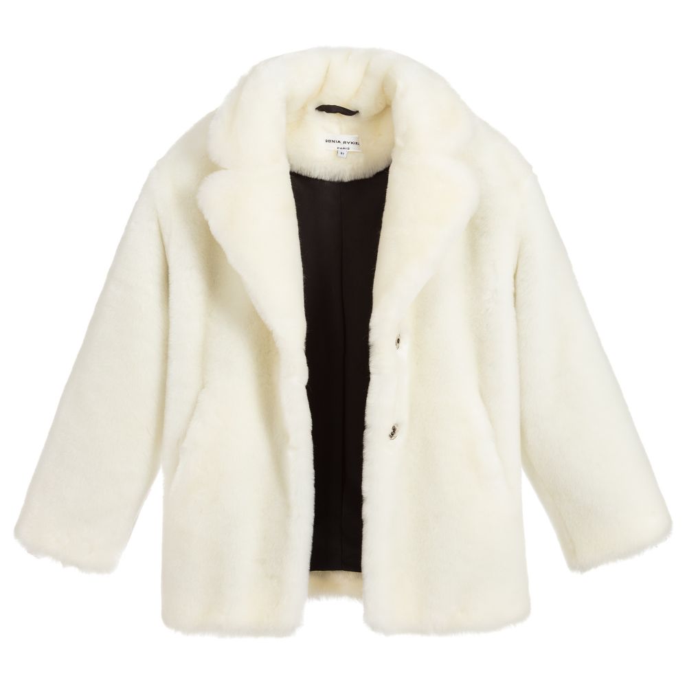 Sonia Rykiel Paris - Girls Ivory Faux Fur Coat | Childrensalon Outlet