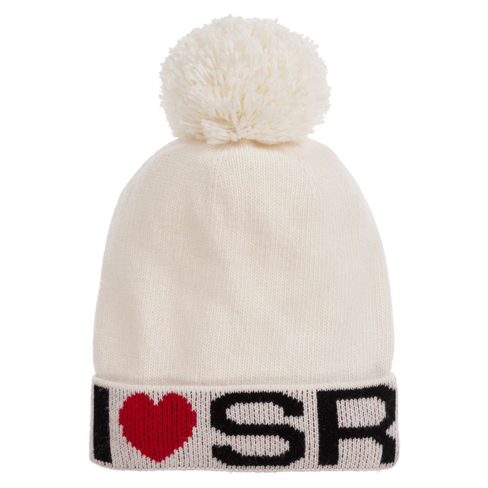 Sonia Rykiel Paris - Girls Ivory Knitted Logo Hat | Childrensalon