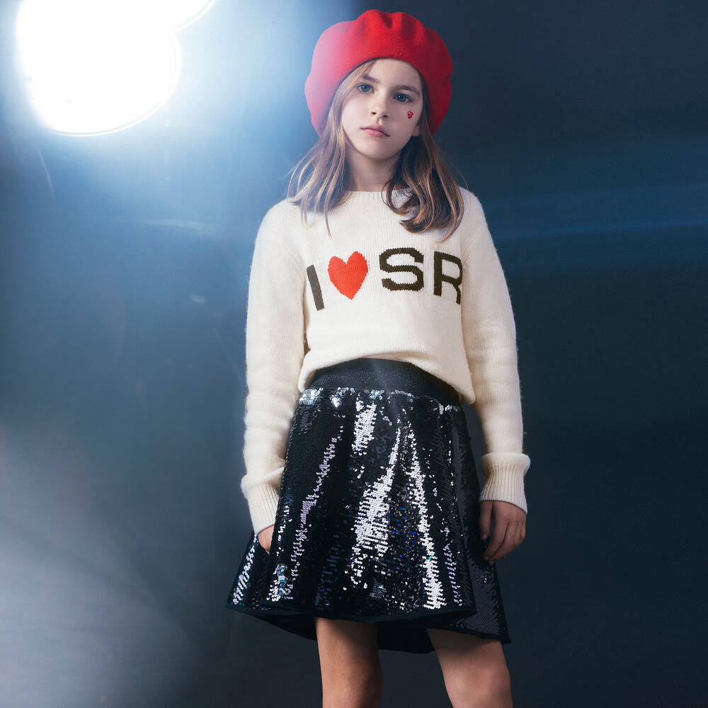 Sonia Rykiel Paris-كنزة لوغو لون عاجي للبنات | Childrensalon Outlet