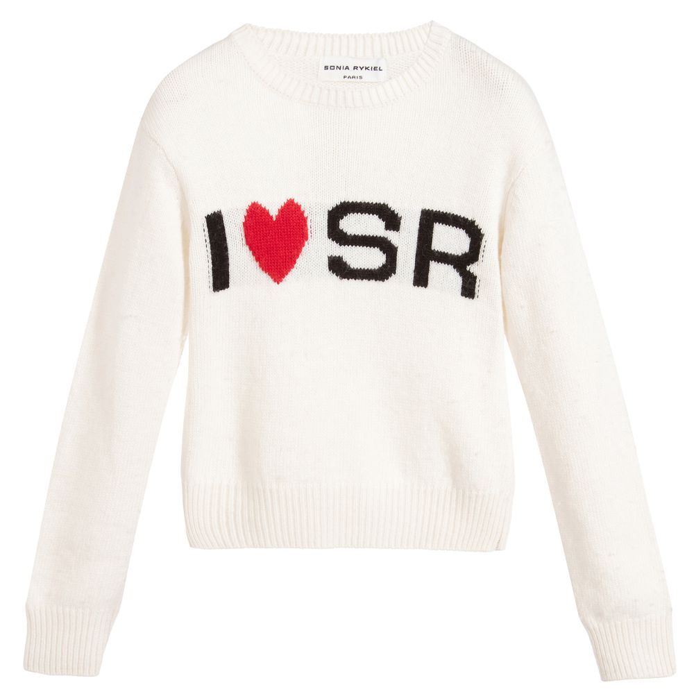 Sonia Rykiel Paris - Girls Ivory Logo Sweater | Childrensalon