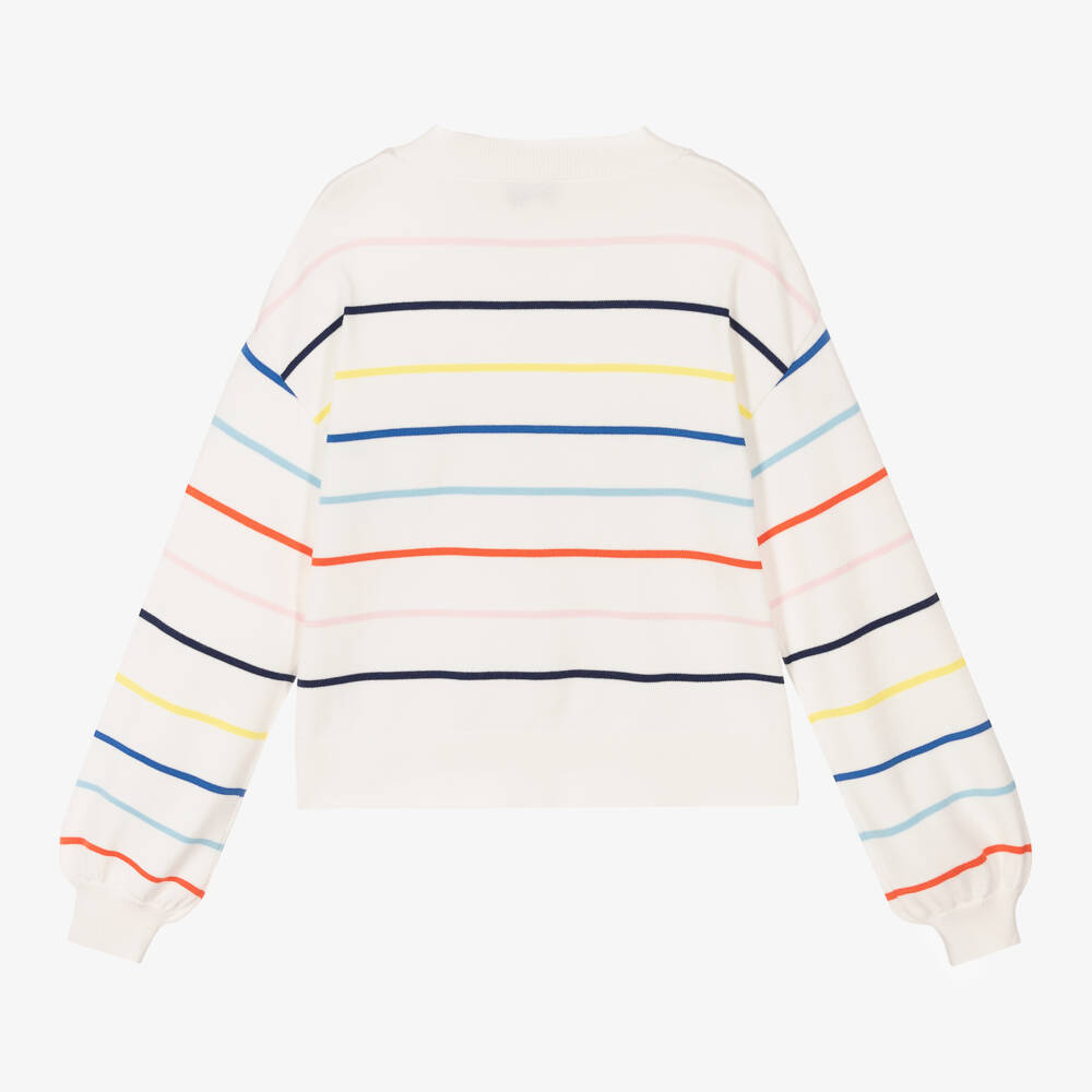 Sonia Rykiel Paris-Girls Ivory Multi-Stripe Knit Cardigan | Childrensalon Outlet