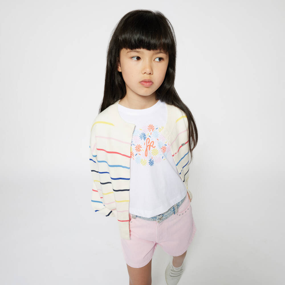 Sonia Rykiel Paris-Girls Ivory Multi-Stripe Knit Cardigan | Childrensalon Outlet