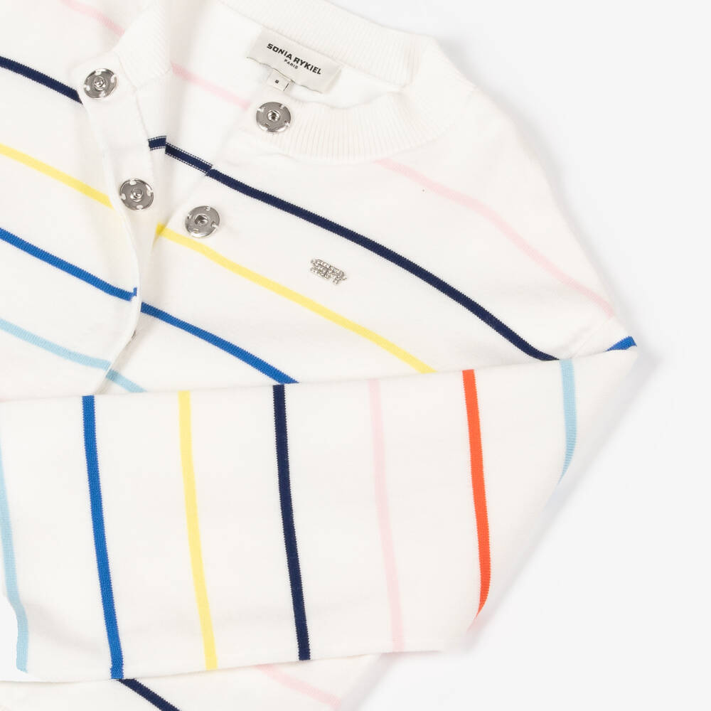 Sonia Rykiel Paris-Girls Ivory Multi-Stripe Knit Cardigan | Childrensalon Outlet