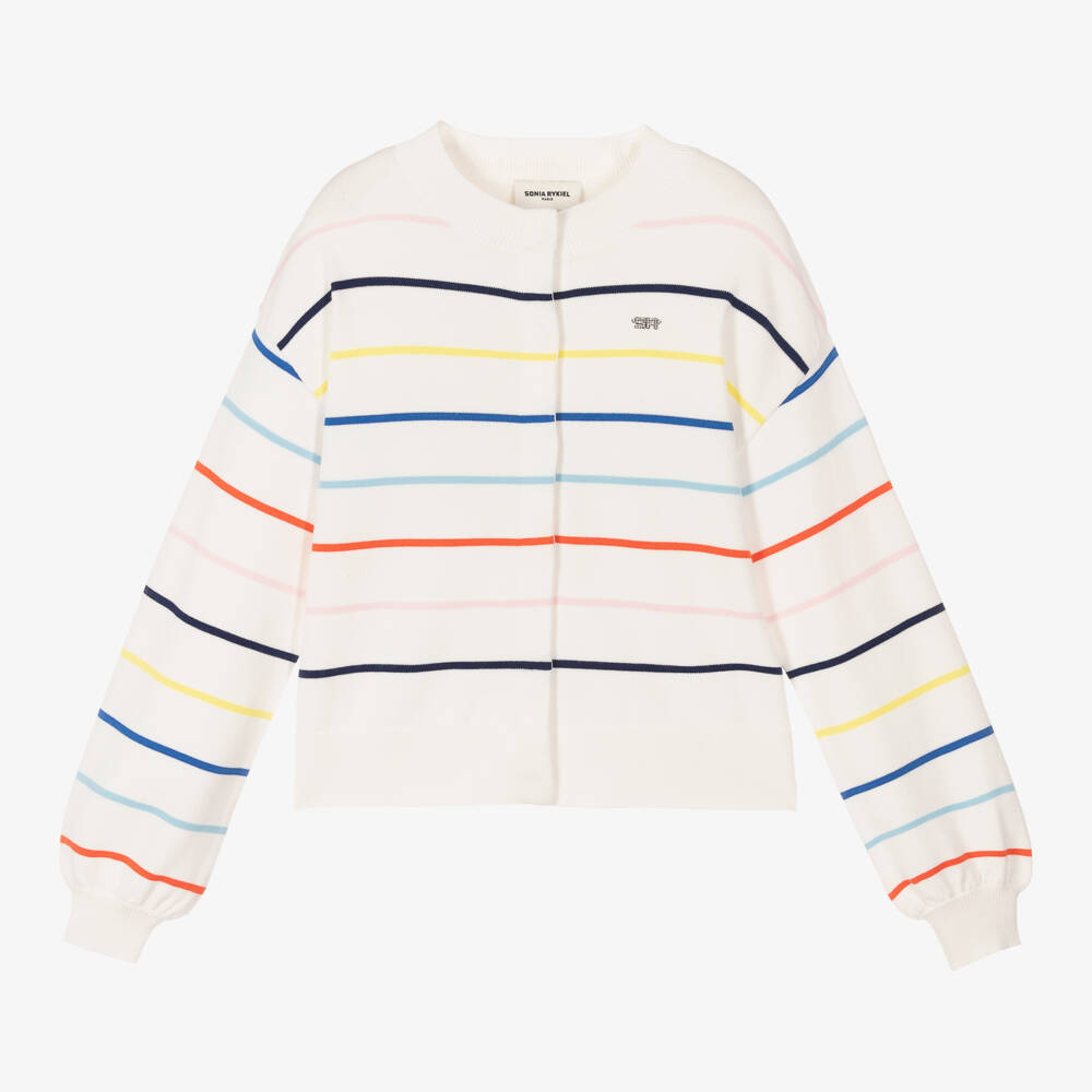 Sonia Rykiel Paris-Кардиган кремовый в полоску для девочек | Childrensalon Outlet