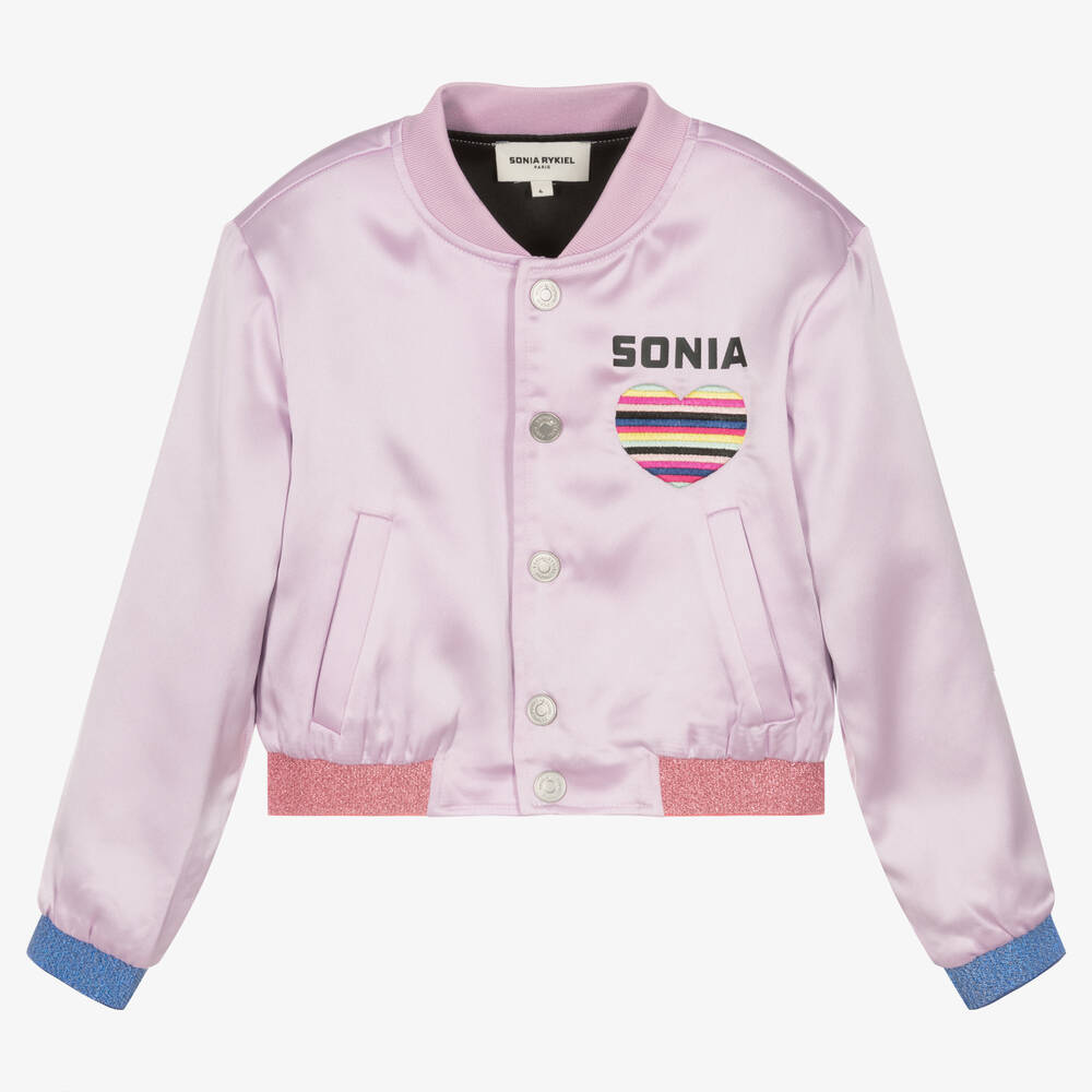 Sonia Rykiel Paris - Фиолетовая атласная куртка-бомбер | Childrensalon