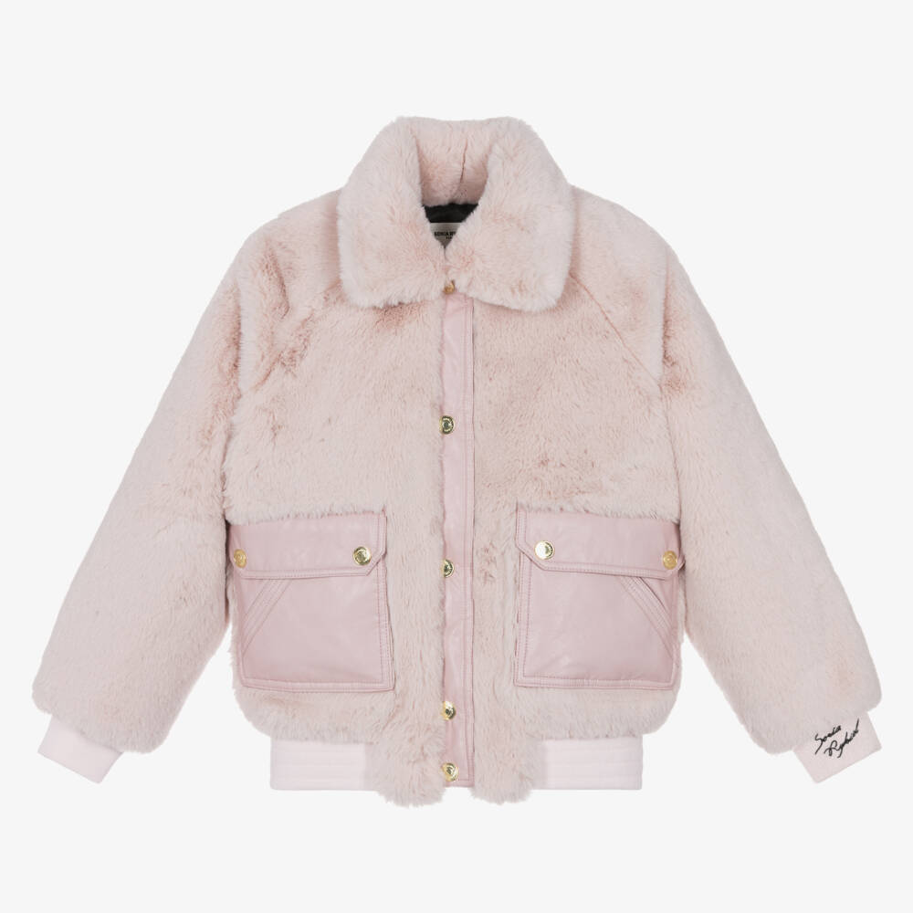 Sonia Rykiel Paris-Girls Mauve Faux Fur Coat | Childrensalon Outlet