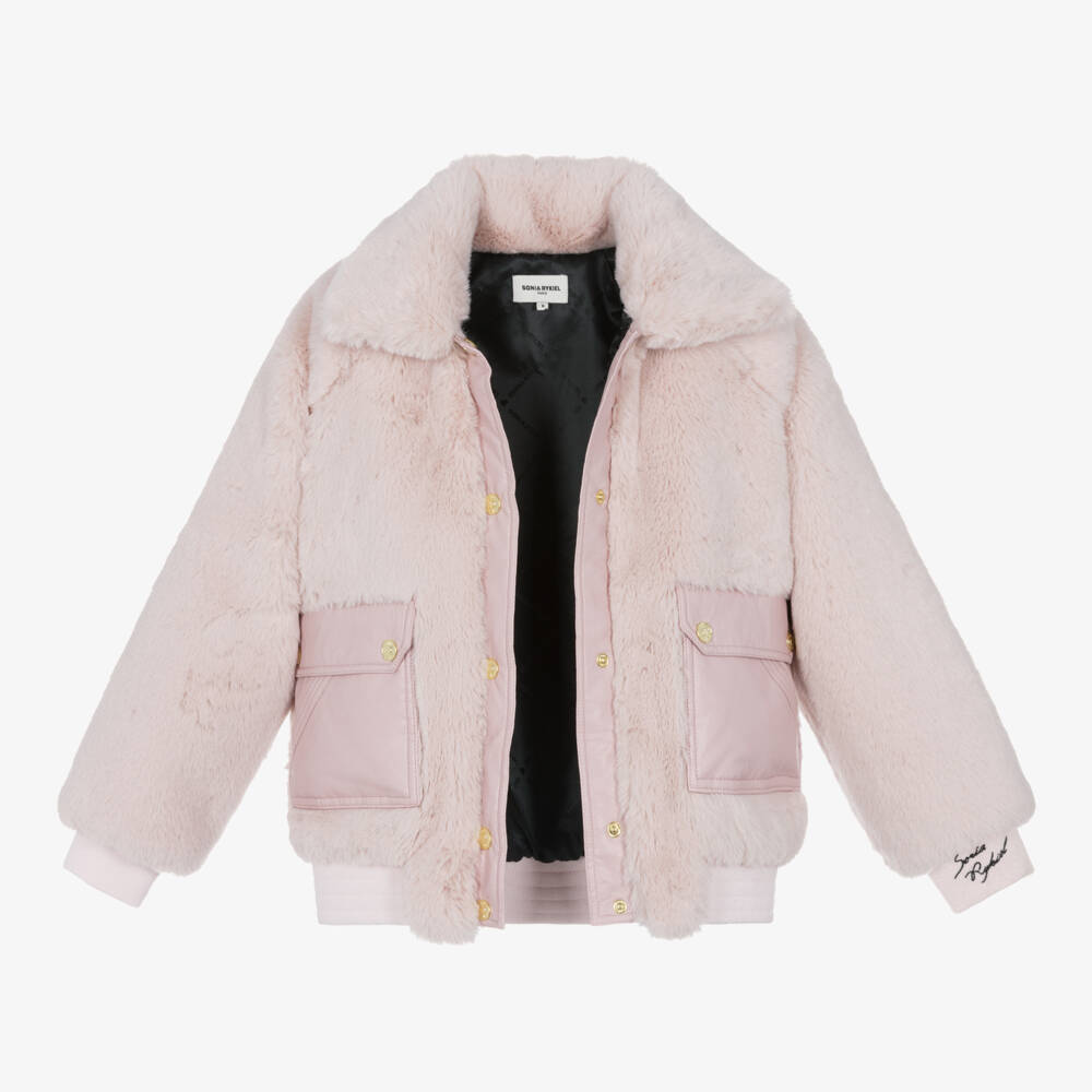 Sonia Rykiel Paris-Girls Mauve Faux Fur Coat | Childrensalon Outlet