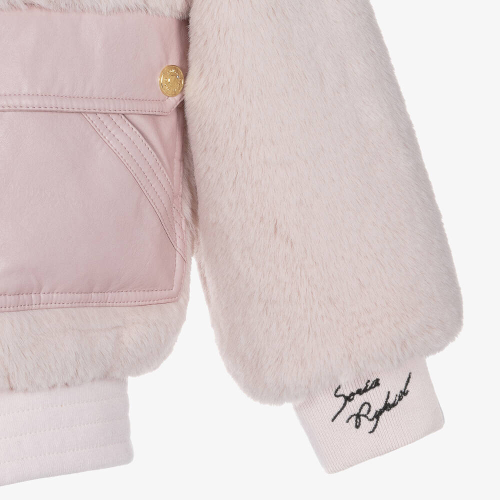 Sonia Rykiel Paris-Girls Mauve Faux Fur Coat | Childrensalon Outlet