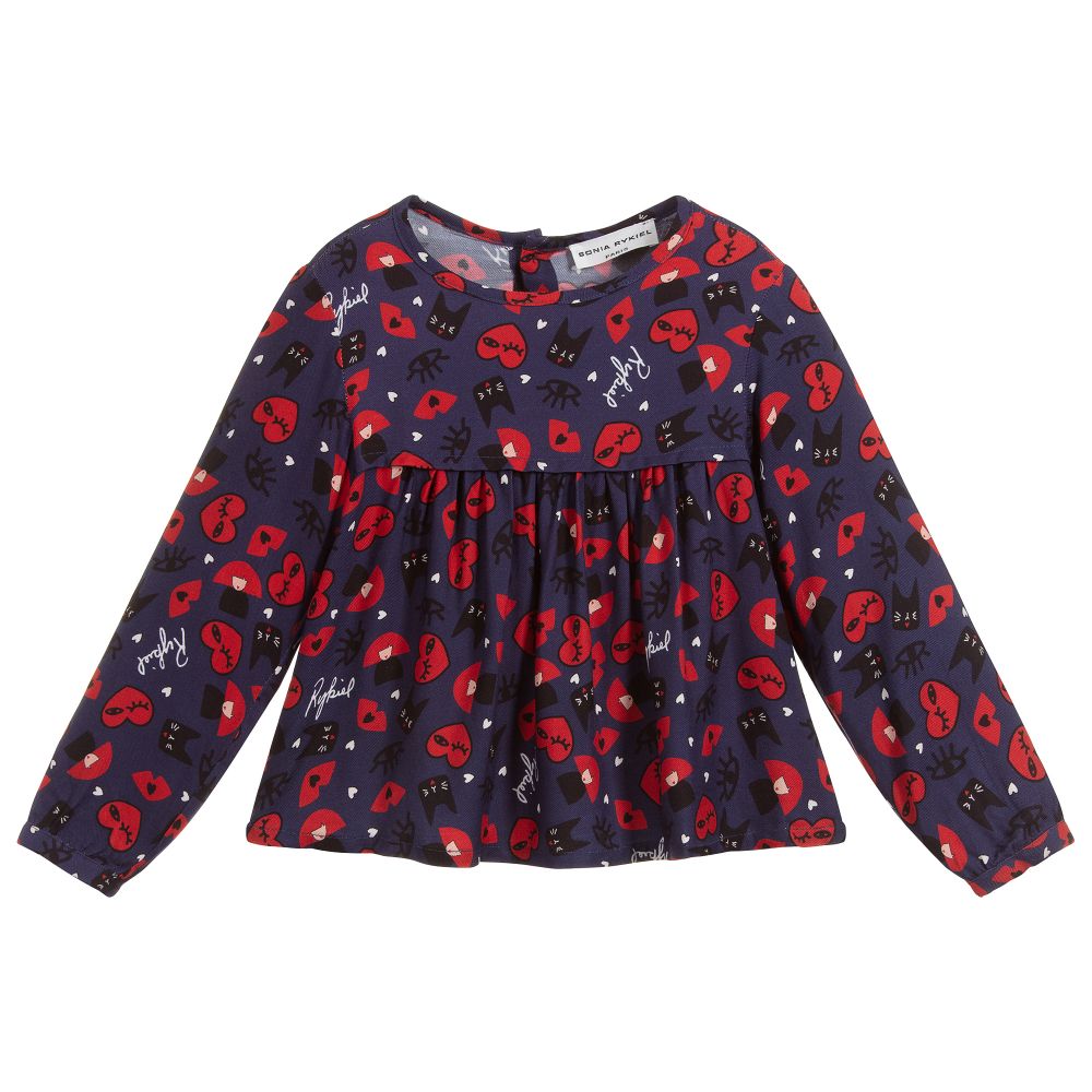Sonia Rykiel Paris-Girls Navy Blue Viscose Blouse | Childrensalon Outlet