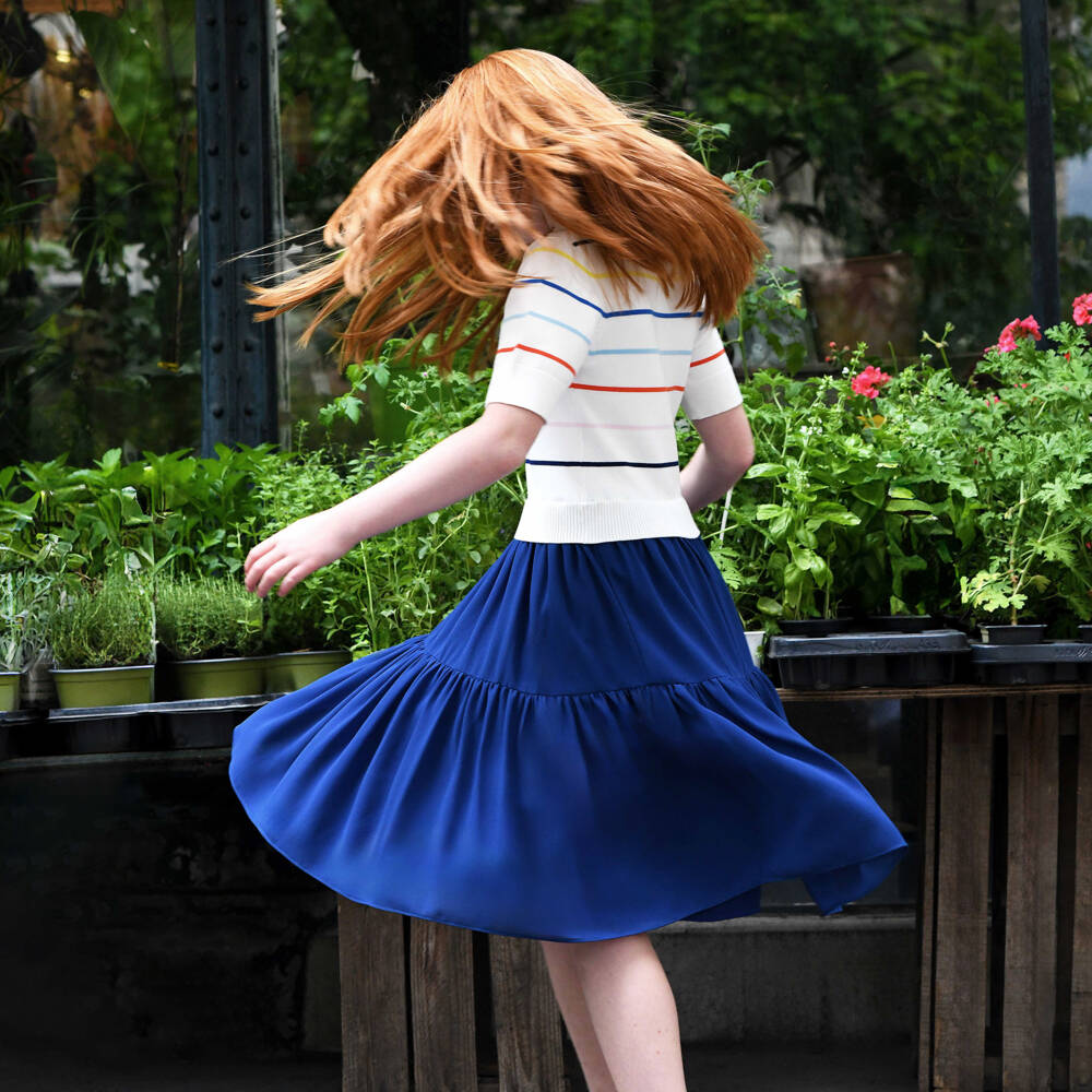 Sonia Rykiel Paris-Платье из шифона в синие полоски для девочек | Childrensalon Outlet