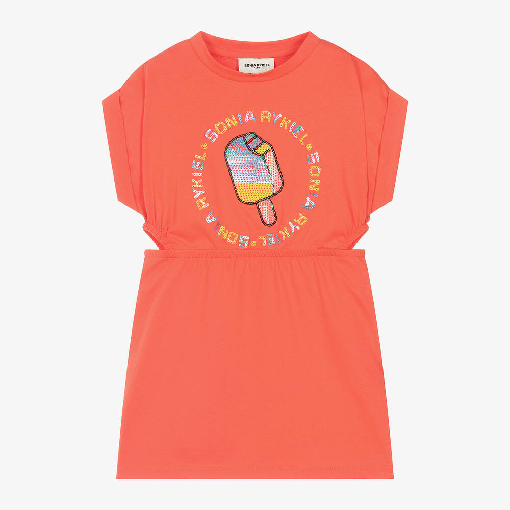 Sonia Rykiel Paris-Girls Orange Cotton Ice Cream Dress | Childrensalon Outlet