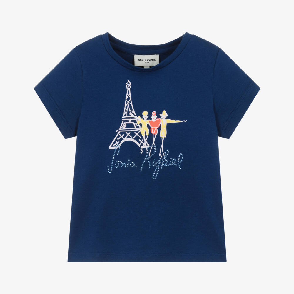 Sonia Rykiel Paris-Футболка из хлопка парижского синего для девочек | Childrensalon Outlet
