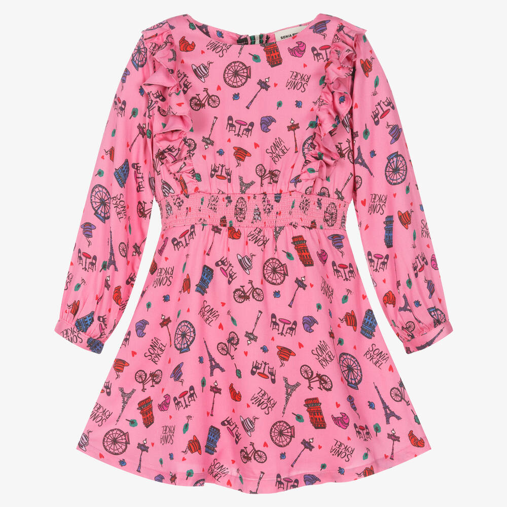 Sonia Rykiel Paris - Robe rose en viscose Café Fille | Childrensalon