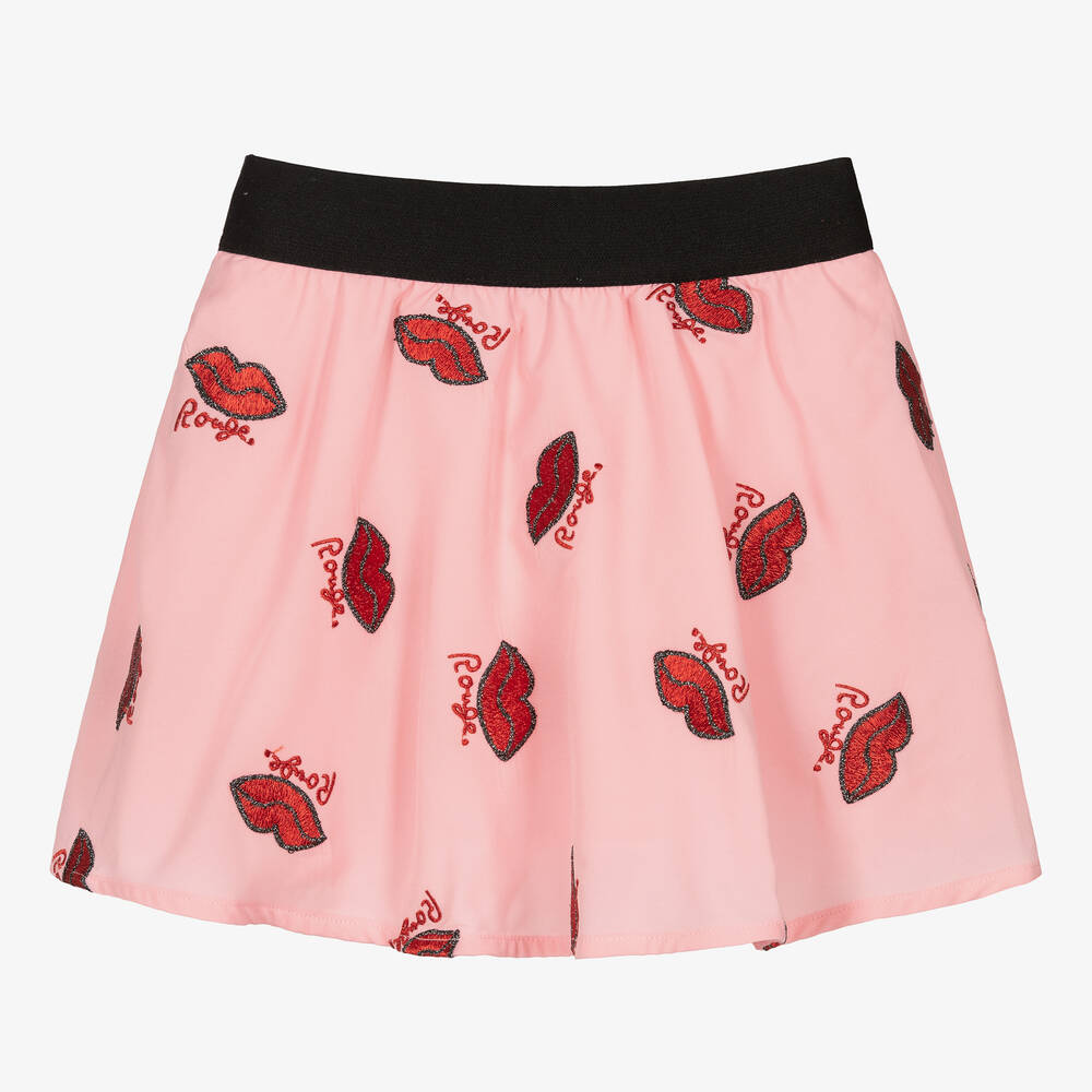 Sonia Rykiel Paris-Розовая юбка с вышитыми губами | Childrensalon Outlet