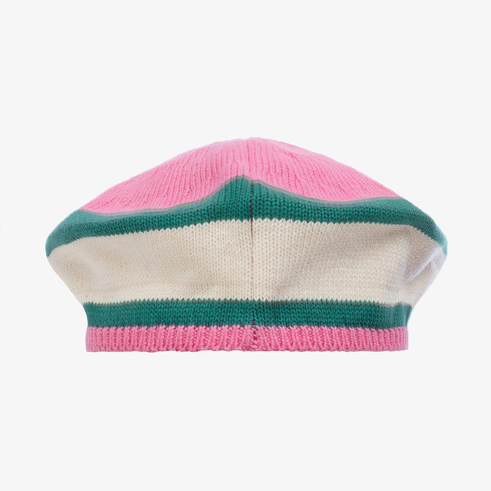 Sonia Rykiel Paris-Girls Pink Striped Knitted Beret | Childrensalon Outlet