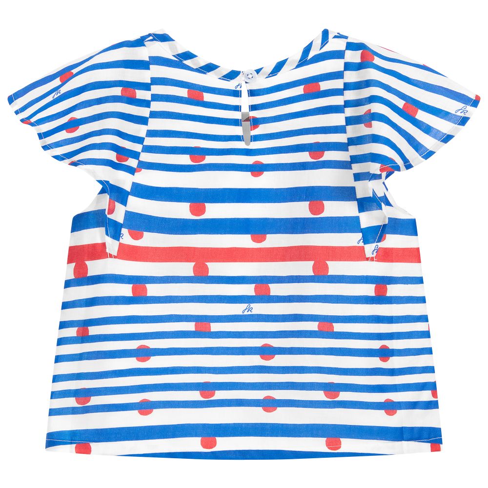 Sonia Rykiel Paris-Girls Red & Blue Cotton Blouse | Childrensalon Outlet