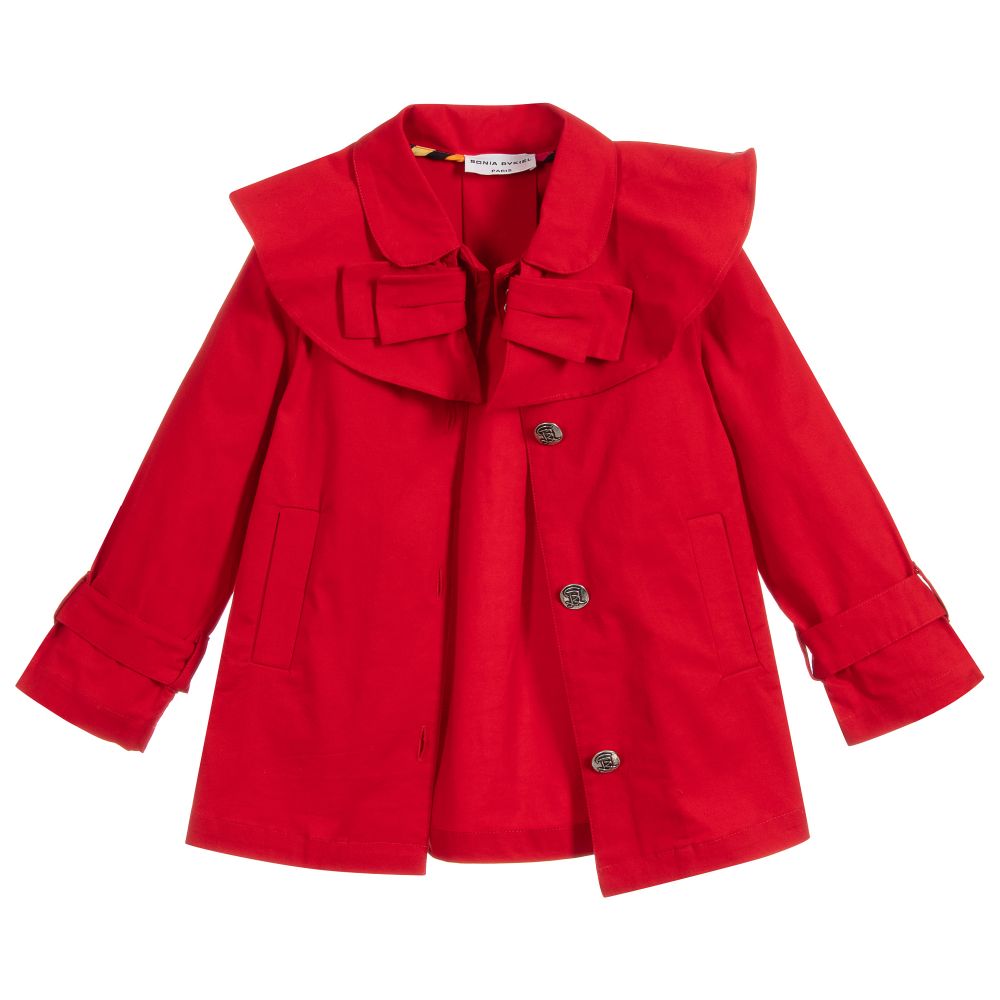 Sonia Rykiel Paris-Girls Red Cotton Coat | Childrensalon Outlet