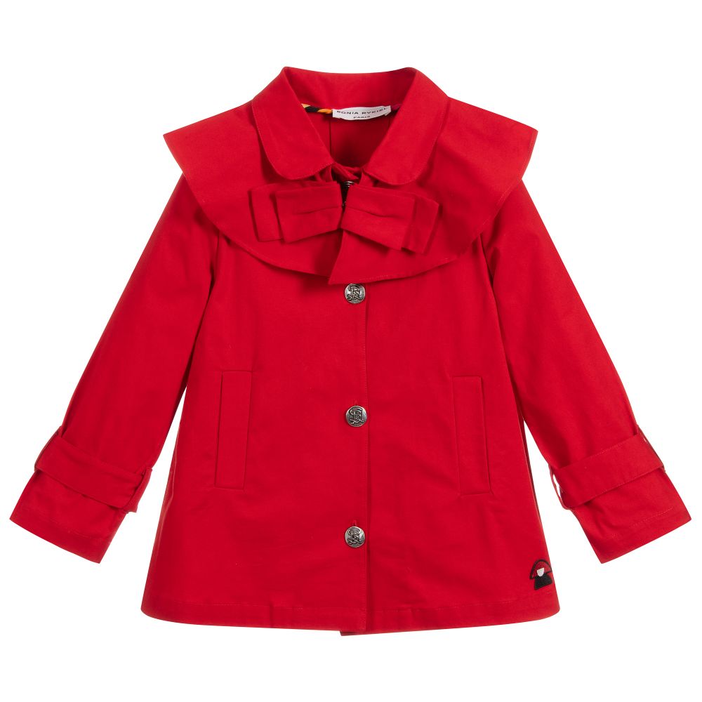 Sonia Rykiel Paris - Girls Red Cotton Coat | Childrensalon