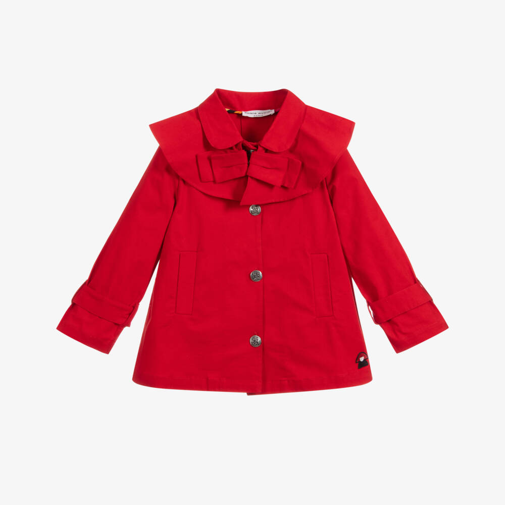 Sonia Rykiel Paris-معطف قطن تويل لون أحمر للبنات | Childrensalon Outlet