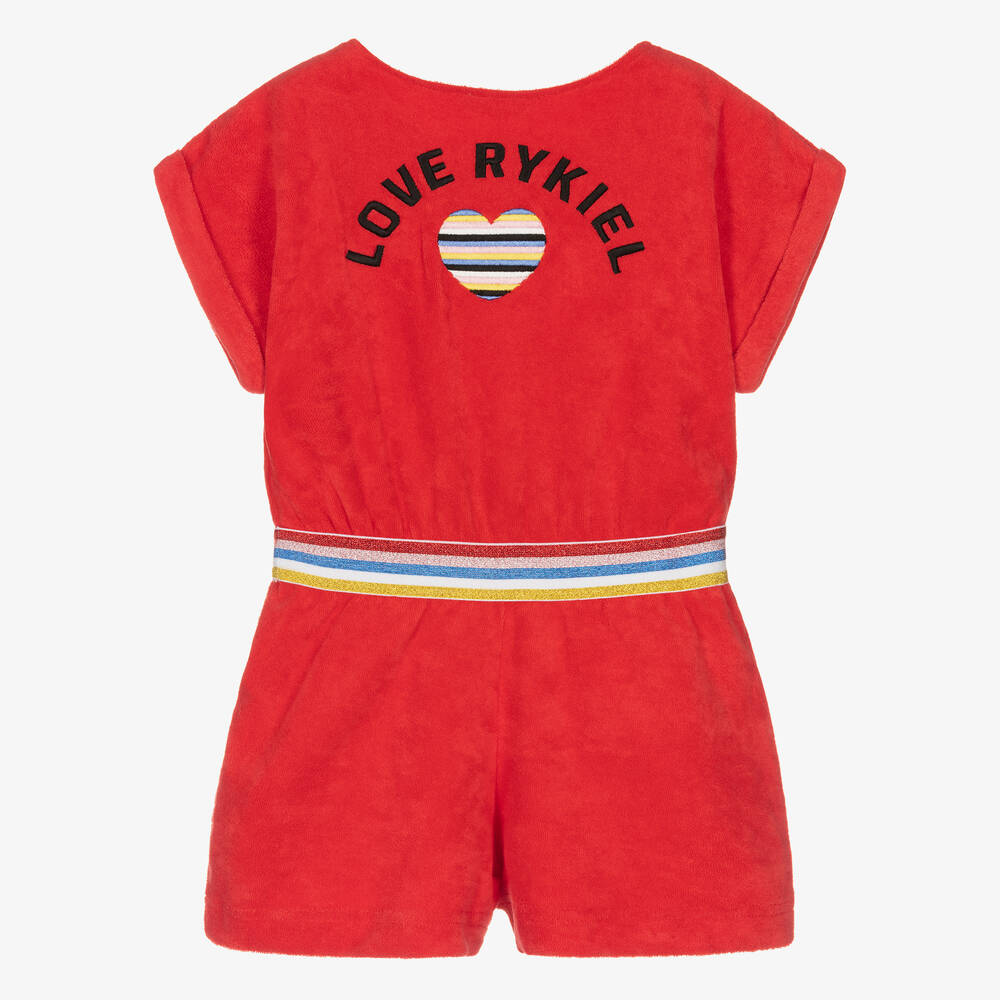 Sonia Rykiel Paris-بلاي سوت قطن لون أحمر للبنات | Childrensalon Outlet