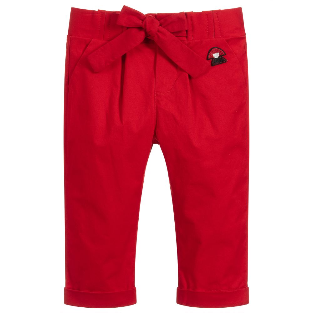 Sonia Rykiel Paris - Girls Red Cotton Trousers | Childrensalon