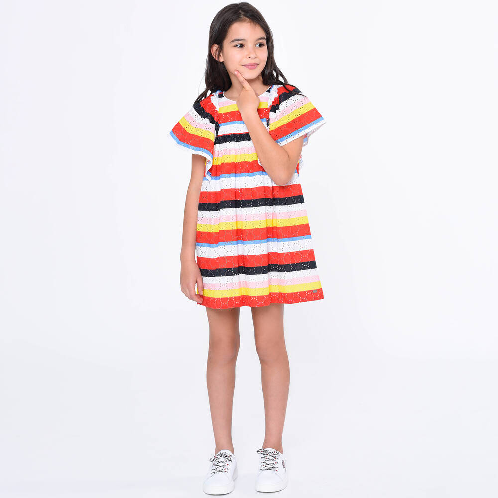 Sonia Rykiel Paris-Girls Red Embroidered Cotton Dress | Childrensalon Outlet