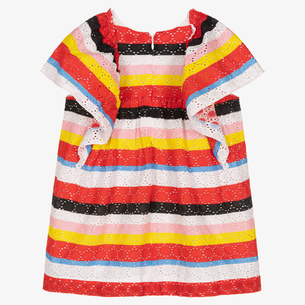 Sonia Rykiel Paris-Girls Red Embroidered Cotton Dress | Childrensalon Outlet