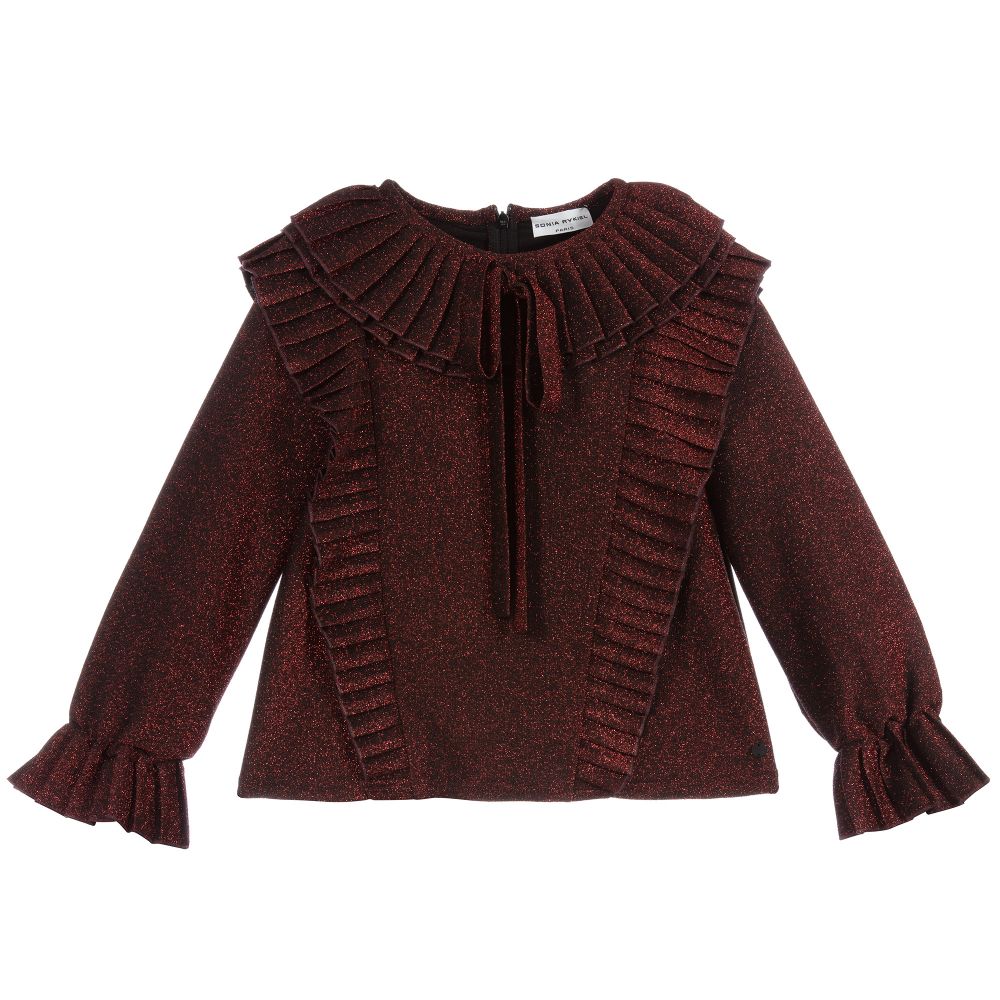 Sonia Rykiel Paris - Girls Red Glitter Blouse | Childrensalon