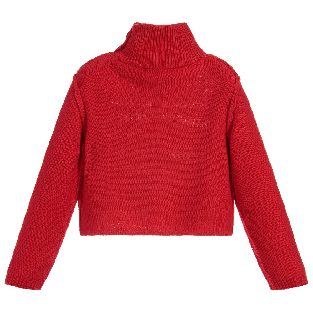 Sonia Rykiel Paris - Girls Red Knit Logo Sweater | Childrensalon Outlet