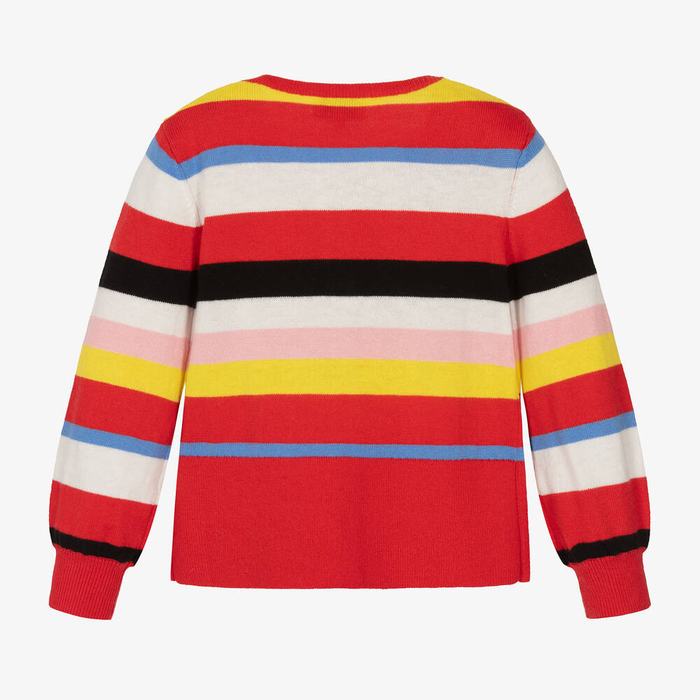 Sonia Rykiel Paris Girls Red Striped Cotton Cardigan