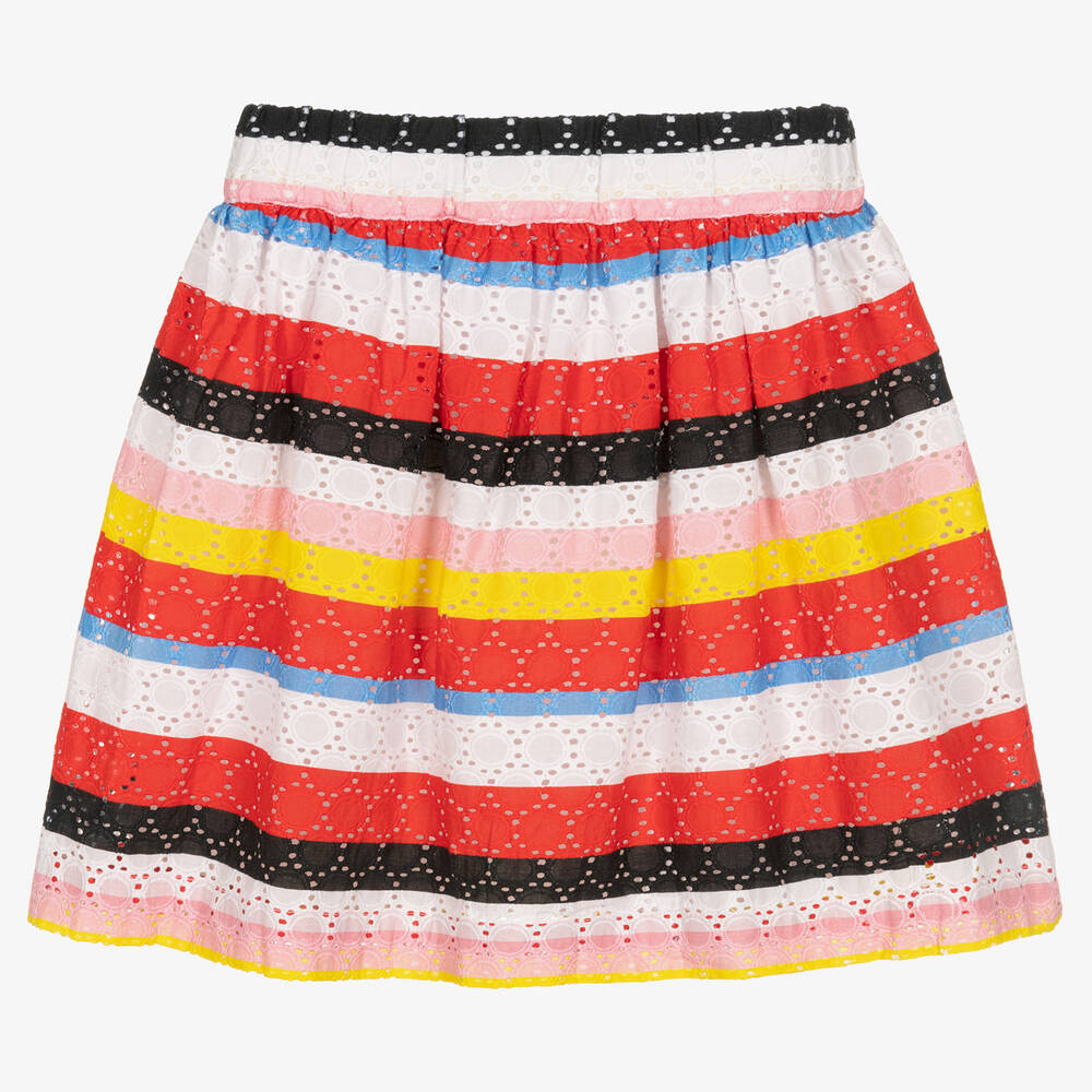 Sonia Rykiel Paris-Girls Red Striped Cotton Skirt | Childrensalon Outlet