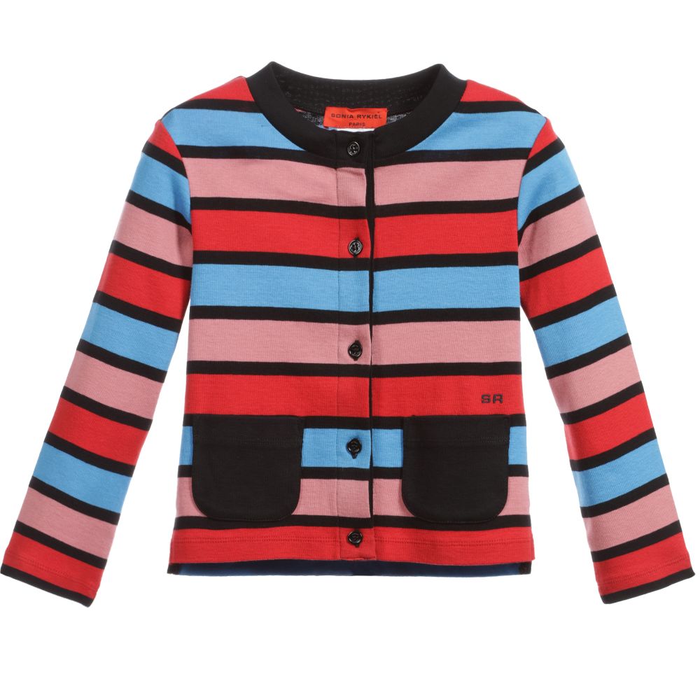 Sonia Rykiel Paris - Girls Signature Stripe Cotton Jersey Cardigan | Childrensalon