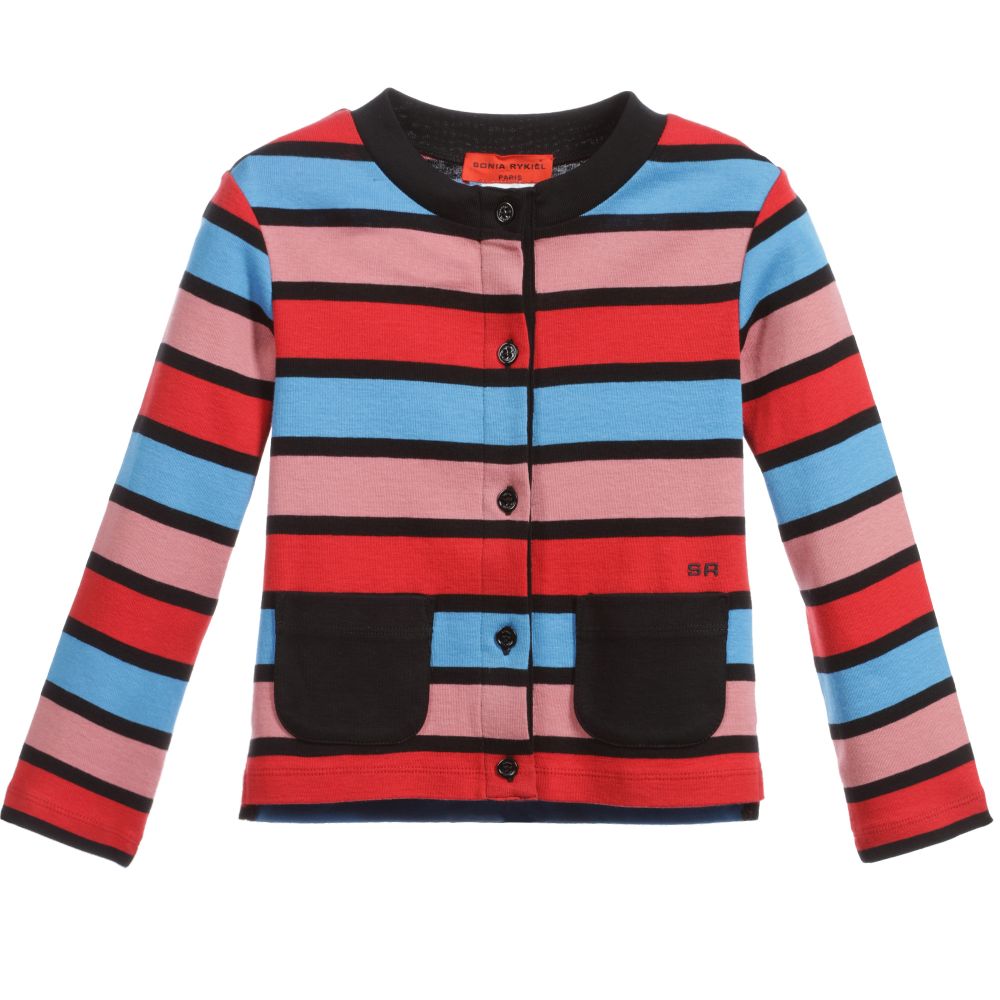 Sonia Rykiel Paris-Girls Signature Stripe Cotton Jersey Cardigan | Childrensalon Outlet