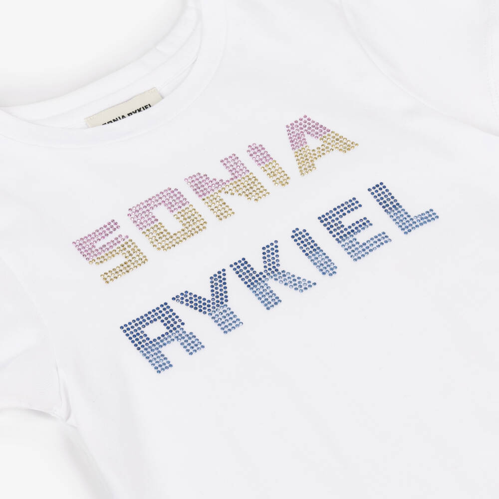 Sonia Rykiel Paris-Girls Sparkling White Cotton Tee | Childrensalon Outlet