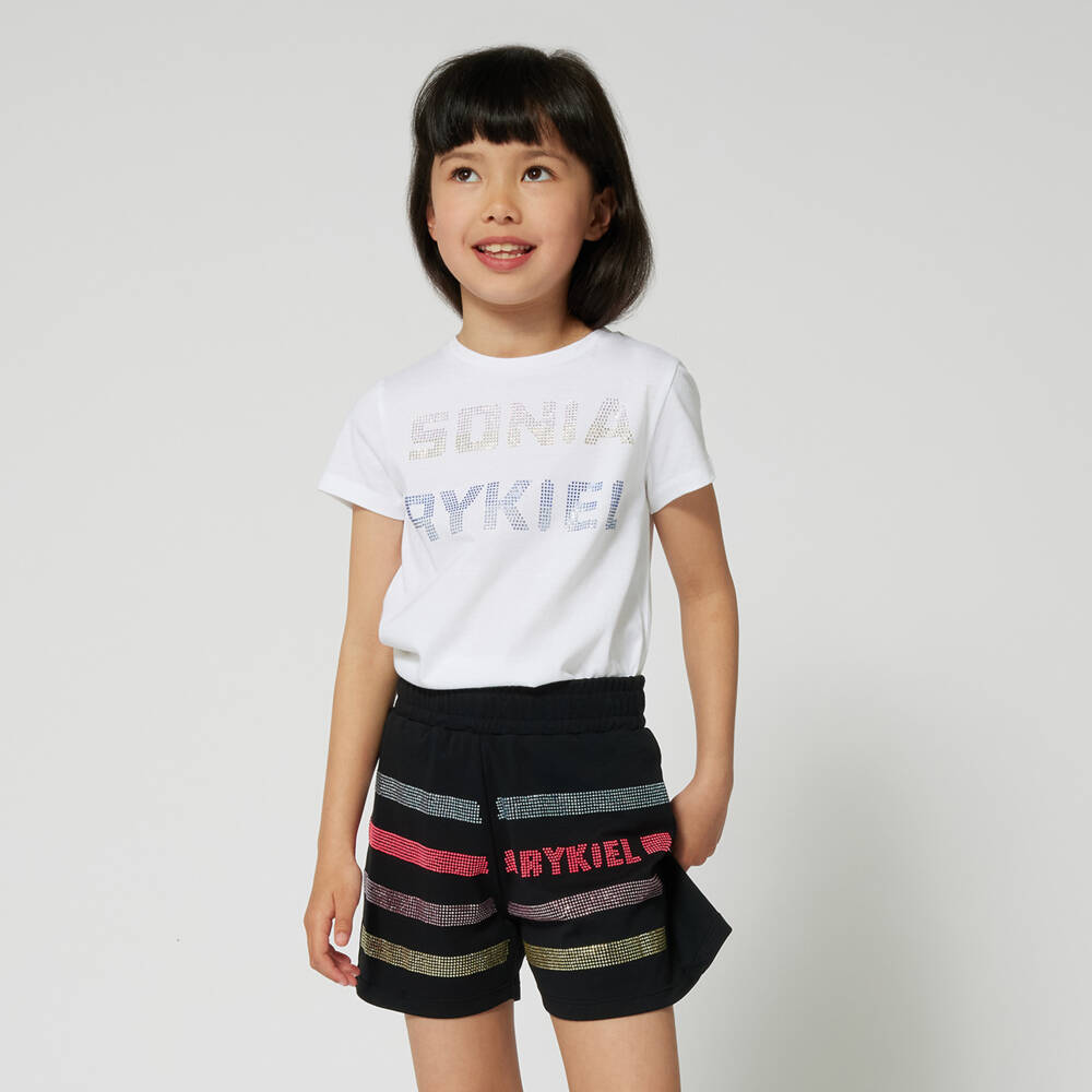 Sonia Rykiel Paris-Girls Sparkling White Cotton Tee | Childrensalon Outlet