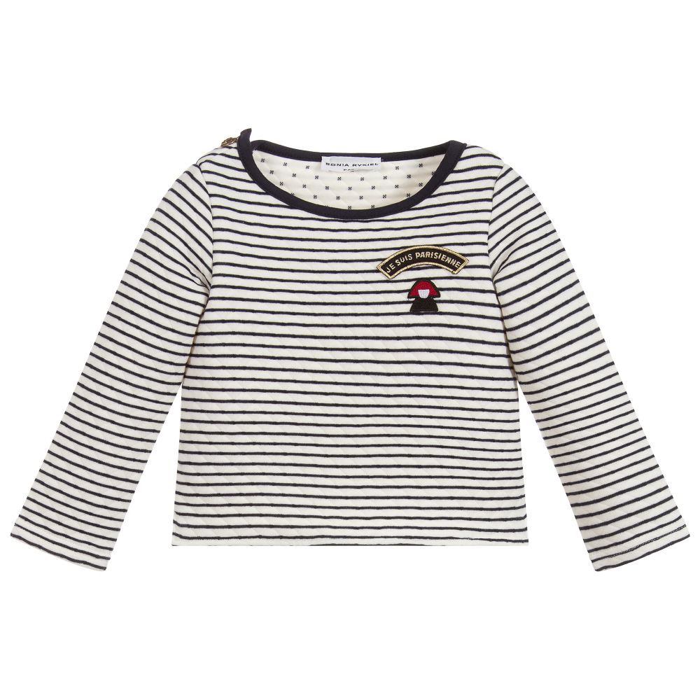 Sonia Rykiel Paris - Girls Striped Cotton Top | Childrensalon