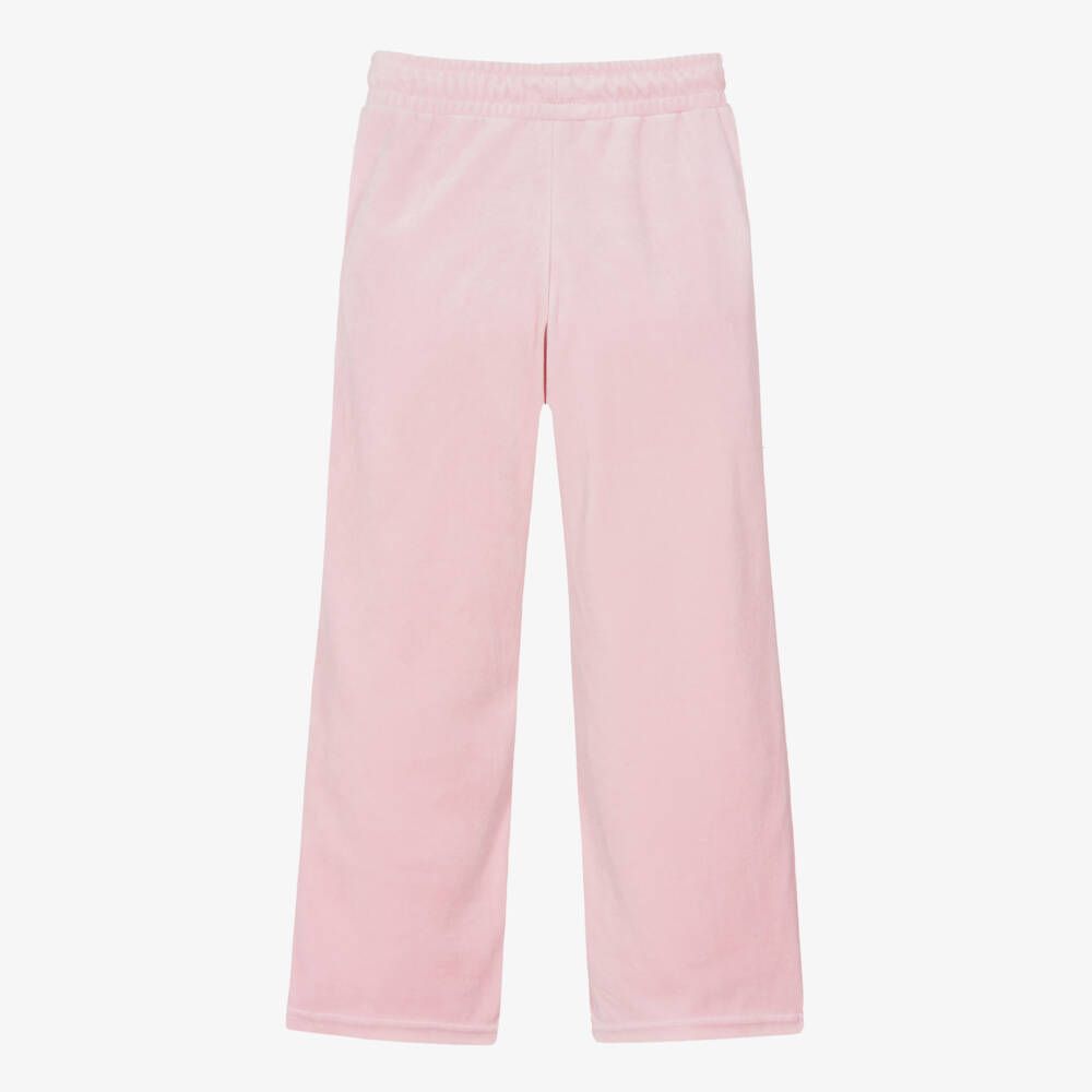 Sonia Rykiel Paris-Girls Velour Pink Wide-Leg Trousers | Childrensalon Outlet