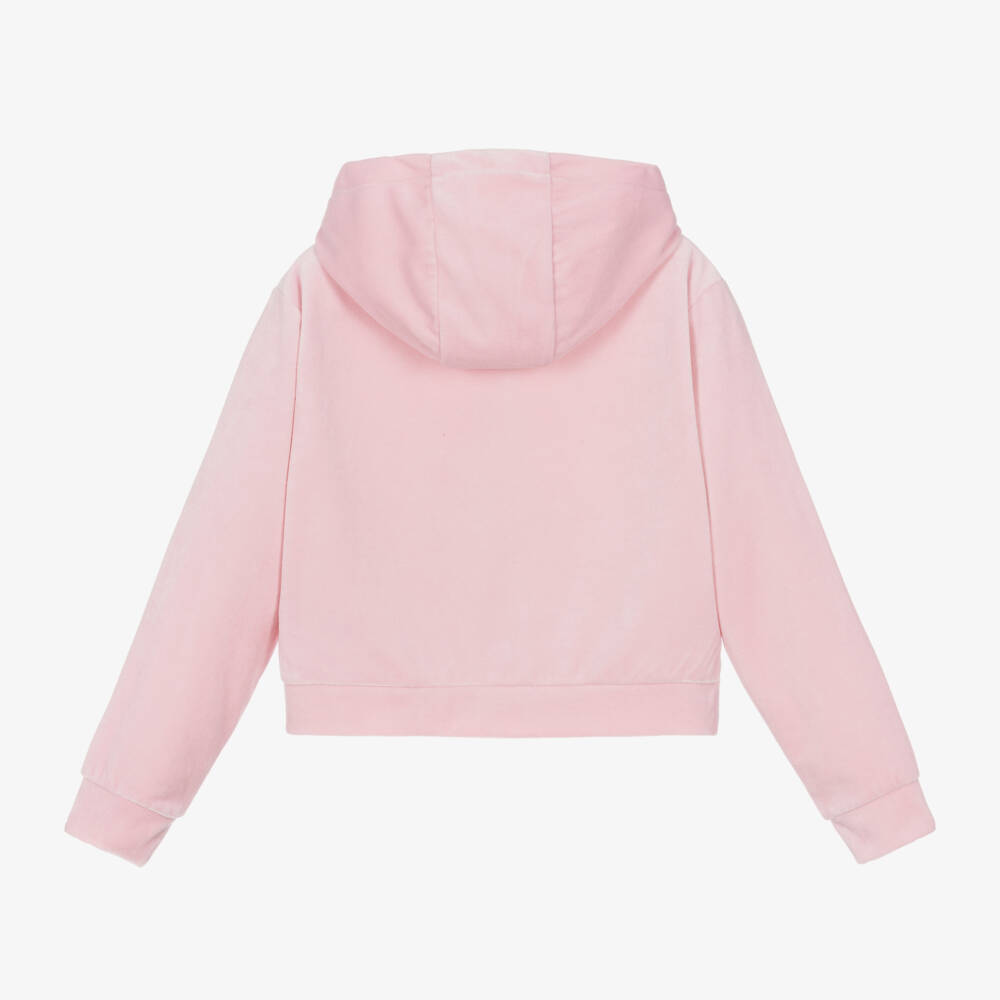 Sonia Rykiel Paris-Girls Velvet Pink Zip Hoodie | Childrensalon Outlet