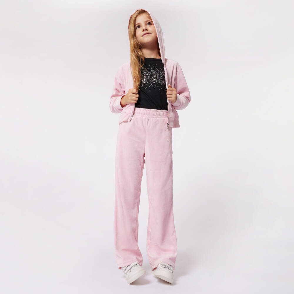 Sonia Rykiel Paris - Girls Velvet Pink Zip Hoodie